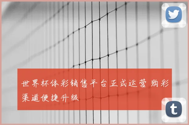 世界杯体彩销售平台正式运营 购彩渠道便捷升级